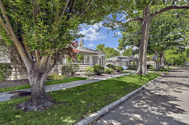 obstructed view of property featuring a front yard