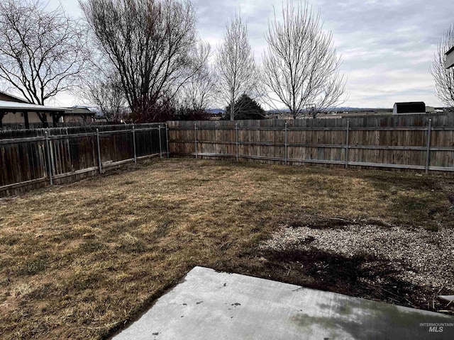 view of yard with a fenced backyard