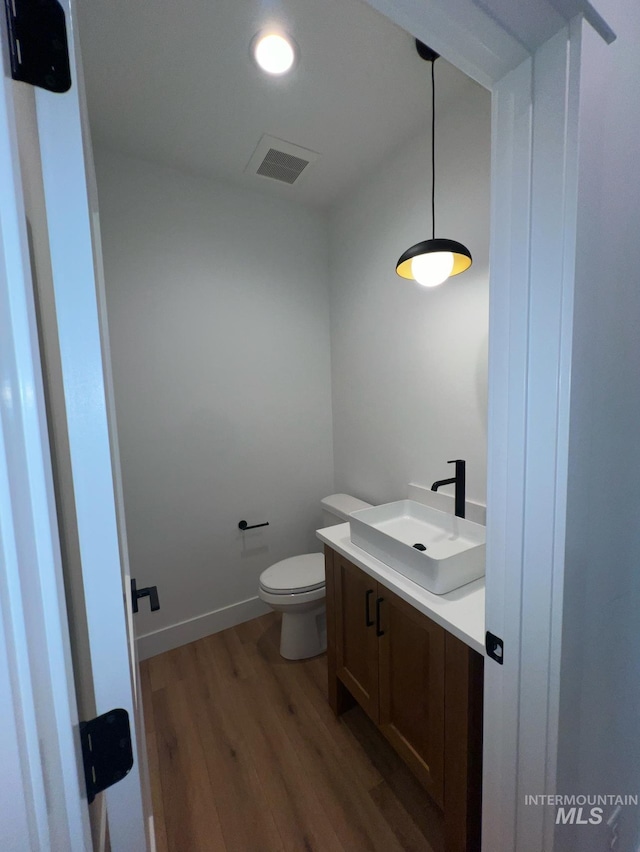 11233 S Saylis Pl, Kuna, ID 83634 - bathroom with vanity, hardwood / wood-style flooring, and toilet
