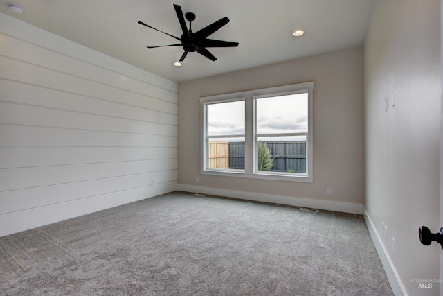 1149 E Crescendo St, Meridian, ID 83642 - carpeted spare room with a smoke detector, a ceiling fan, and recessed lighting