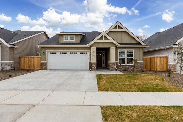 1149 E Crescendo St, Meridian, ID 83642 - craftsman-style house featuring board and batten siding, stone siding, a garage, and driveway