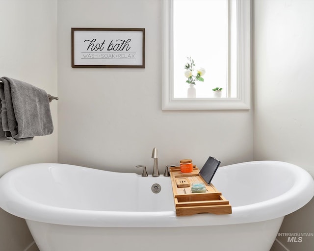 full bathroom with a freestanding tub