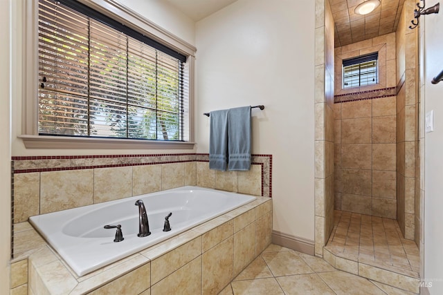 4315 N Nuova Ave, Meridian, ID 83646 - full bath with a garden tub, tile patterned flooring, and tiled shower