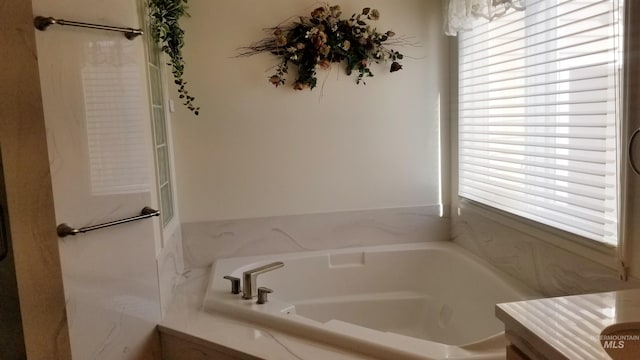 bathroom with vanity and a bathing tub