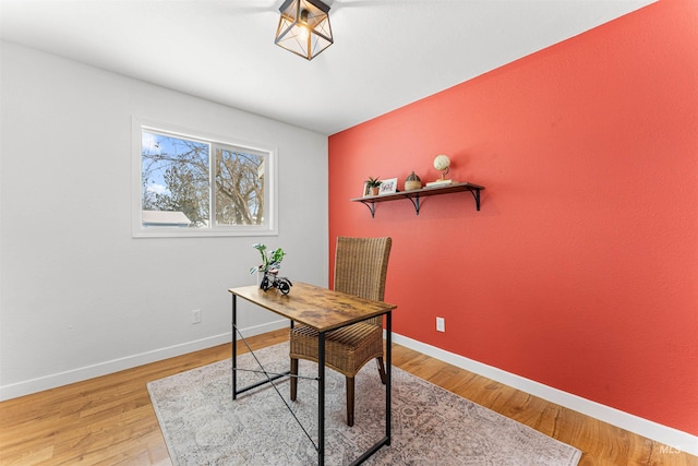 office space featuring hardwood / wood-style flooring