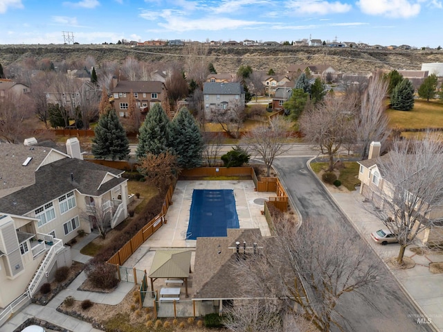 aerial view with a residential view