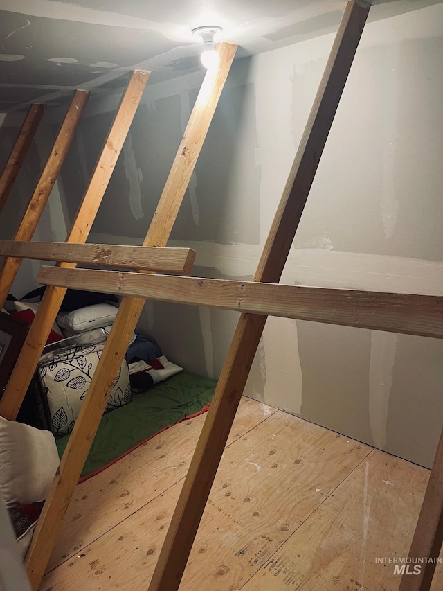 view of unfinished attic