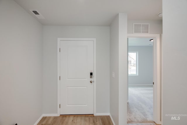 interior space with light hardwood / wood-style flooring