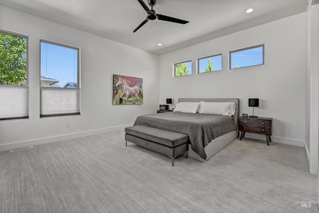2313 S Aburge Ave, Meridian, ID 83642 - bedroom featuring baseboards, carpet flooring, recessed lighting, and a ceiling fan