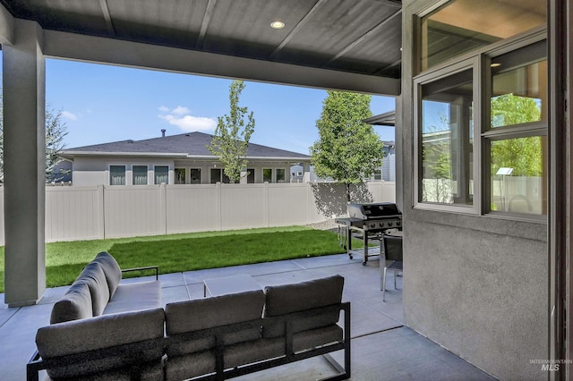 2313 S Aburge Ave, Meridian, ID 83642 - view of patio featuring a grill and an outdoor hangout area