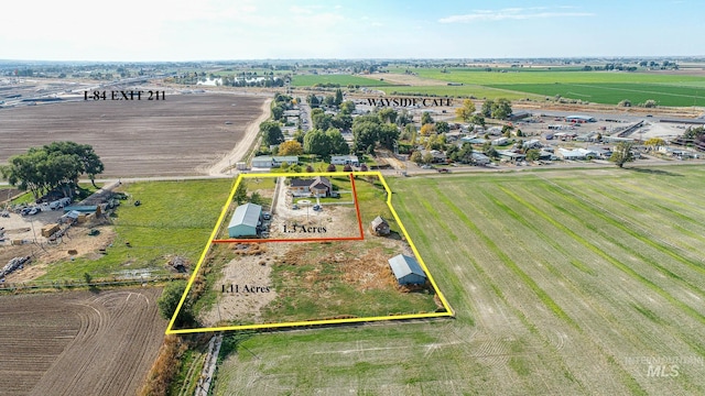 aerial view featuring a rural view