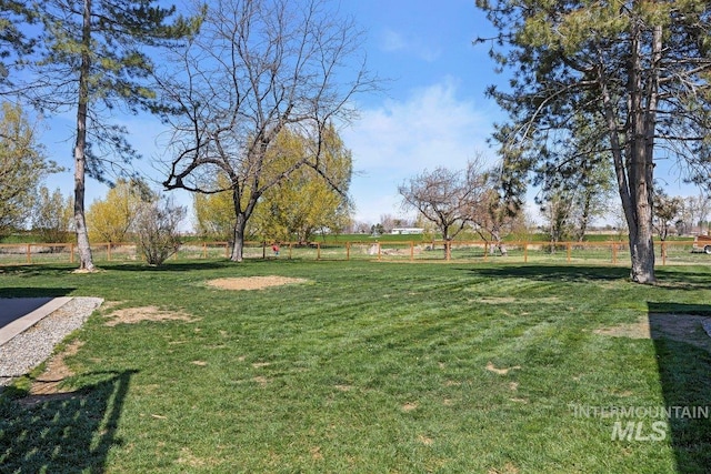 view of home's community featuring fence and a lawn