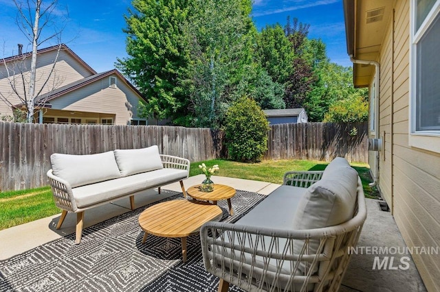 view of patio / terrace featuring an outdoor hangout area