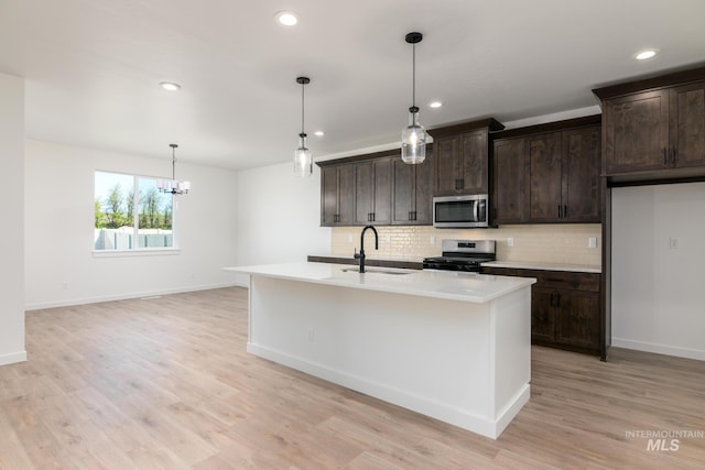 6170 W Pewter Point St, Meridian, ID 83646 - kitchen with stainless steel appliances, a sink, backsplash, baseboards, and light countertops
