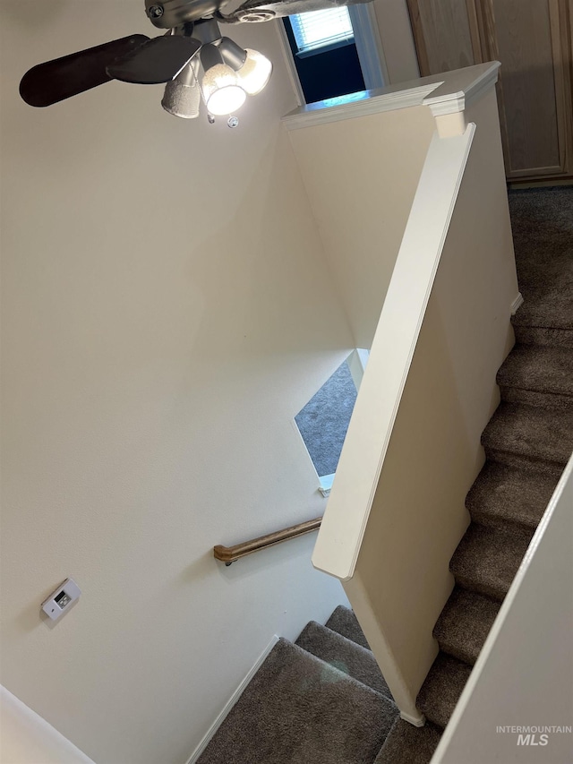 2059 Spring Creek Dr, Fruitland, ID 83619 - staircase featuring ceiling fan