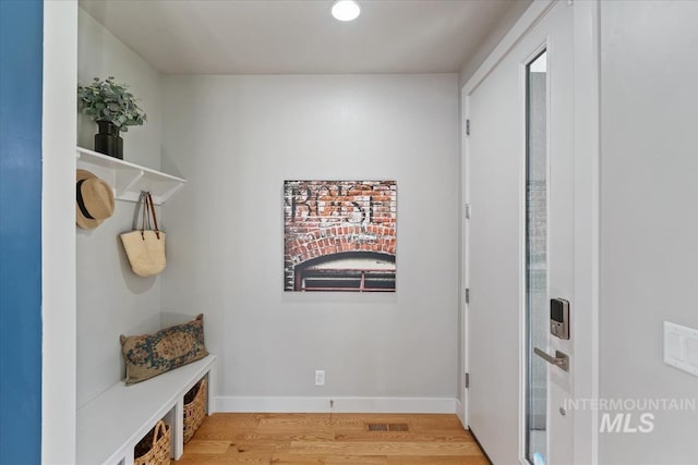 1765 E Bergeson St, Boise, ID 83706 - mudroom with light wood-type flooring, baseboards, and recessed lighting