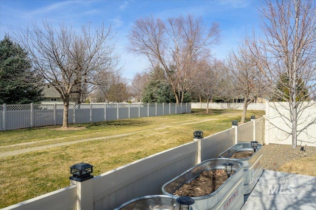 view of yard featuring a fenced backyard