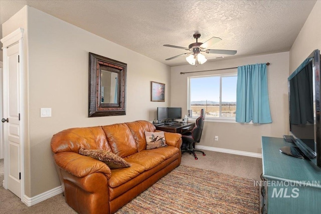 1375 Ross Rd, Weiser, ID 83672 - carpeted home office featuring ceiling fan and a textured ceiling