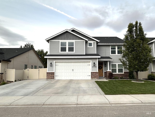 4446 S Carina Way, Meridian, ID 83642 - craftsman-style home with board and batten siding, brick siding, concrete driveway, and an attached garage