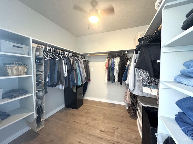 4446 S Carina Way, Meridian, ID 83642 - walk in closet featuring wood finished floors and a ceiling fan