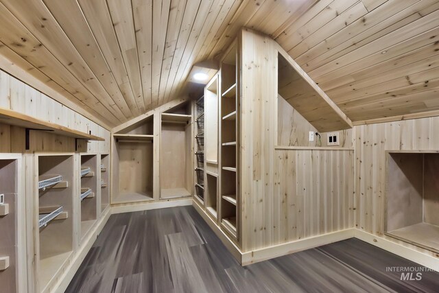 1219 N Indiana, Caldwell, ID 83605 - bonus room with wooden walls, wooden ceiling, dark wood-type flooring, and lofted ceiling