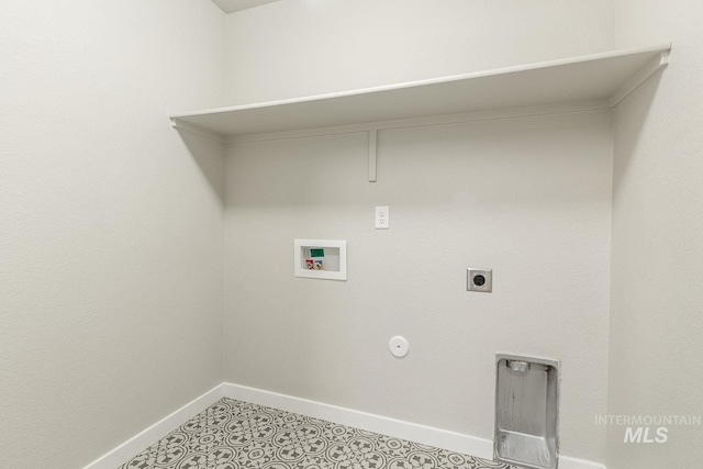 laundry room with hookup for a washing machine, baseboards, gas dryer hookup, laundry area, and electric dryer hookup