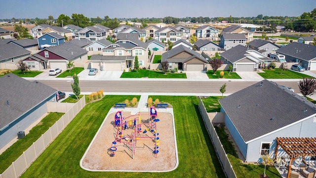 drone / aerial view with a residential view