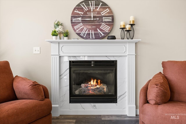 12384 S Abbott Downing Way, Nampa, ID 83686 - detailed view of a high end fireplace and wood finished floors