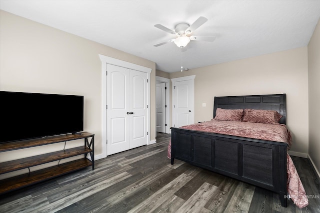 12384 S Abbott Downing Way, Nampa, ID 83686 - bedroom with wood finished floors, baseboards, and ceiling fan