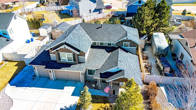 aerial view with a residential view