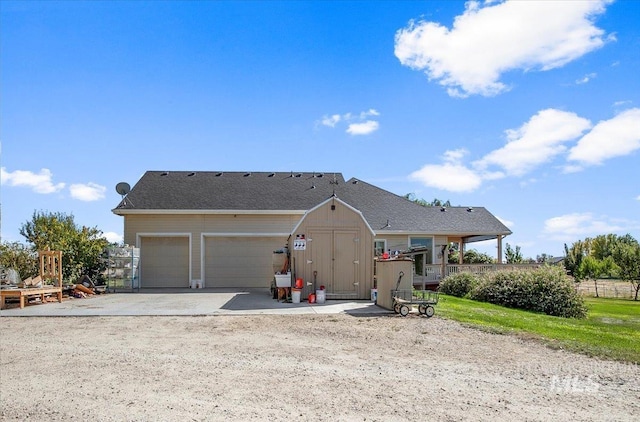 exterior space featuring a garage