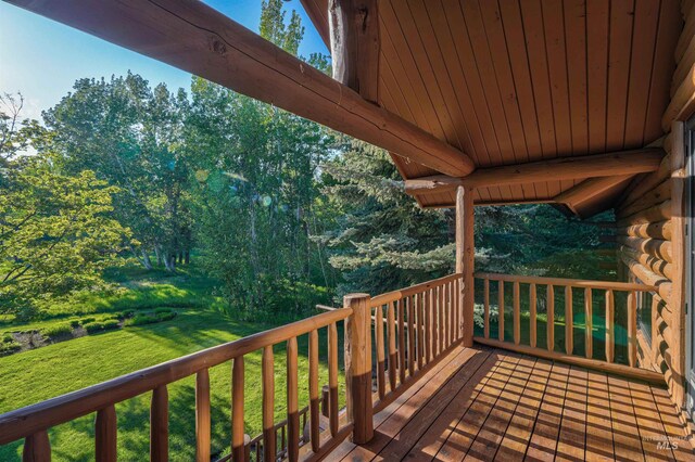 1301 Glen Aspen Dr, Bellevue, ID 83313 - wooden terrace featuring a yard