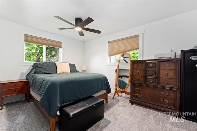 5009 Airport Rd, Nampa, ID 83687 - bedroom with light carpet, multiple windows, and a ceiling fan