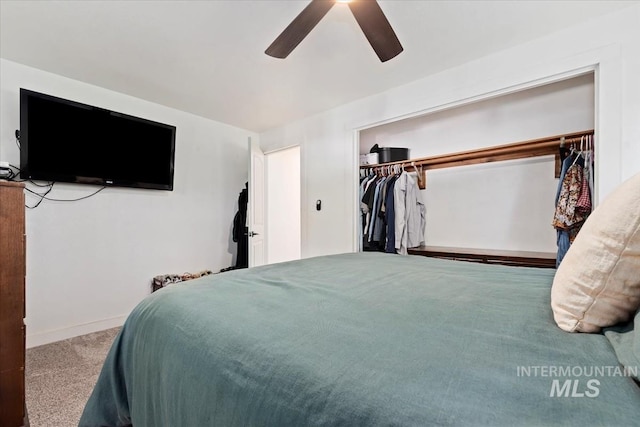 5009 Airport Rd, Nampa, ID 83687 - bedroom with carpet floors, a ceiling fan, a closet, and baseboards
