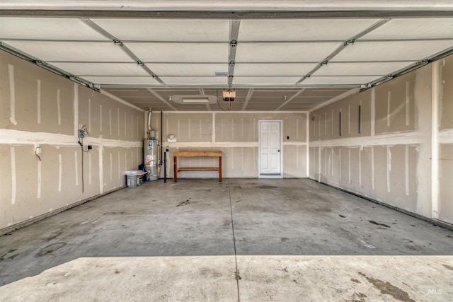 garage featuring a garage door opener and gas water heater
