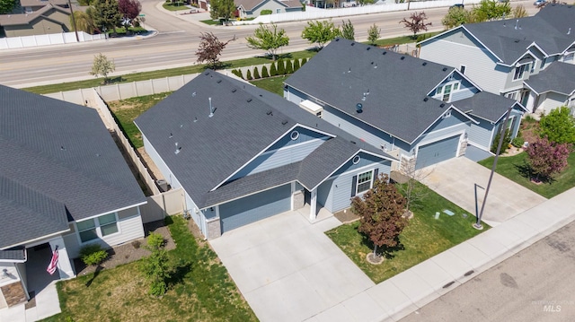 bird's eye view with a residential view