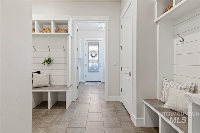 mudroom with baseboards