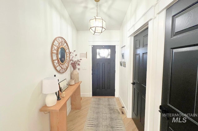 foyer with light hardwood / wood-style flooring