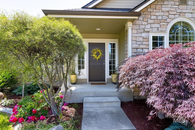 9407 W Pebblestream Dr, Boise, ID 83709 - view of exterior entry featuring stone siding