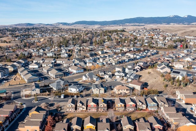 aerial view with a mountain view and a residential view