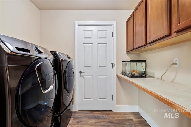 3499 S Green Basin Way, Nampa, ID 83686 - laundry area featuring cabinet space, independent washer and dryer, and dark wood-style flooring