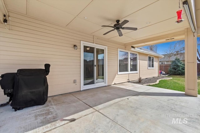 3499 S Green Basin Way, Nampa, ID 83686 - view of patio with a ceiling fan and area for grilling