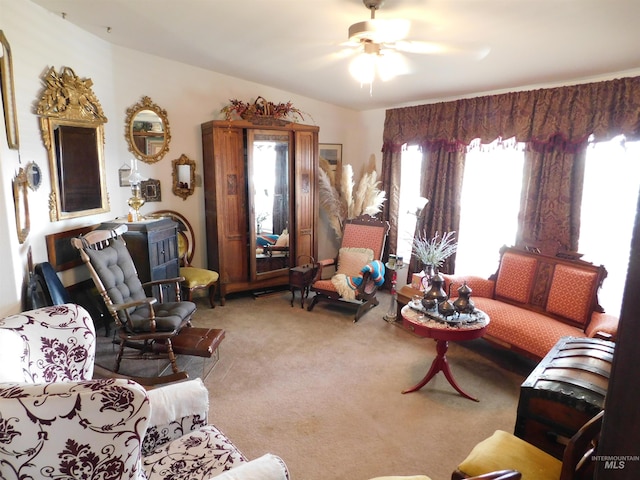 26737 Chips Ln, Parma, ID 83668 - living room featuring carpet floors and ceiling fan
