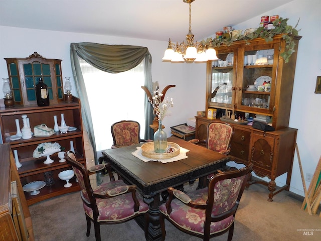 26737 Chips Ln, Parma, ID 83668 - dining space with a chandelier and carpet flooring