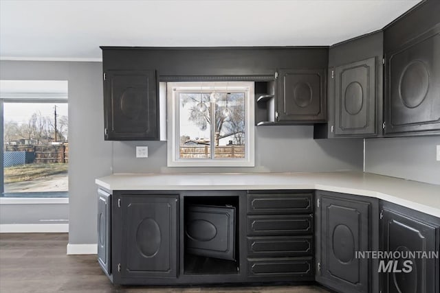 kitchen featuring dark wood-type flooring