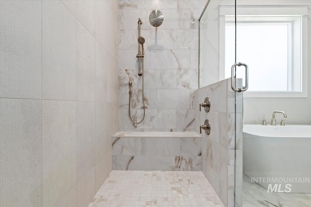 8469 W Happy Day Dr, Meridian, ID 83646 - full bath featuring a stall shower and a freestanding tub
