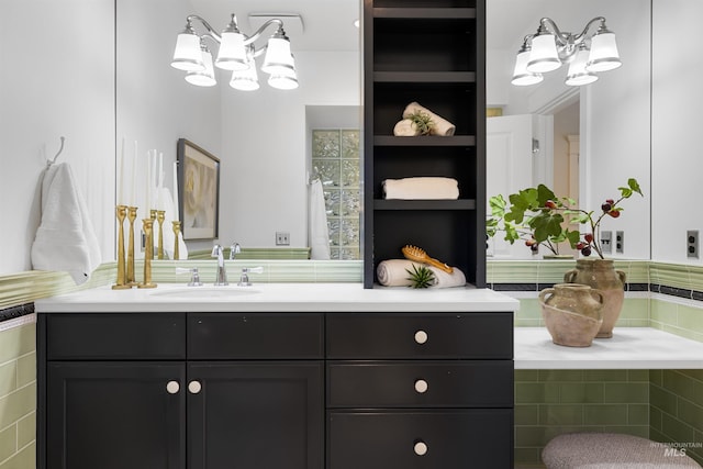 876 E Pennsylvania Ln, Boise, ID 83706 - bathroom featuring a chandelier and vanity