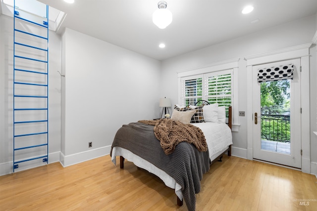 876 E Pennsylvania Ln, Boise, ID 83706 - bedroom with access to exterior, light wood-style floors, baseboards, and recessed lighting