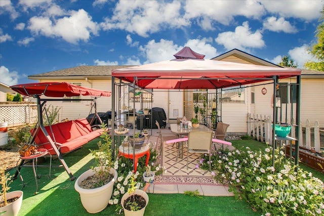 view of patio / terrace with a gazebo