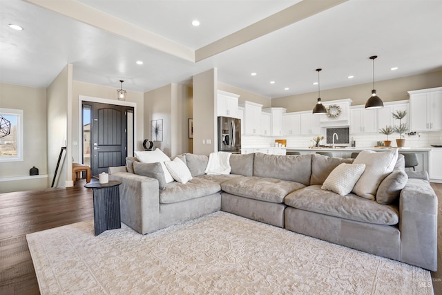 129 E 33 S, Burley, ID 83318 - living room with recessed lighting and wood finished floors